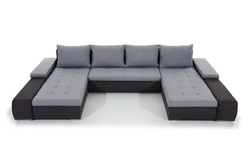 Jurtiga 4-sits U-formad Bäddsoffa 122x297 cm med Förvaring i Tyg - Grå - Möbler - Soffa - Bäddsoffa - U bäddsoffa