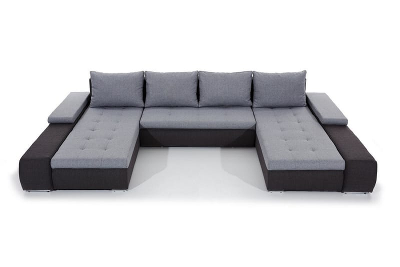 Jurtiga 4-sits U-formad Bäddsoffa 122x297 cm med Förvaring i Tyg - Grå - Möbler - Soffa - Bäddsoffa - U bäddsoffa