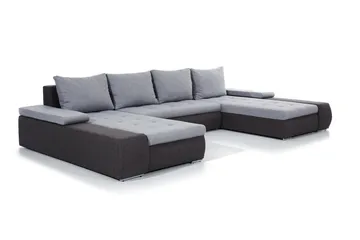 Jurtiga 4-sits U-formad Bäddsoffa 122x297 cm med Förvaring i Tyg - Grå - Möbler - Soffa - Bäddsoffa - U bäddsoffa
