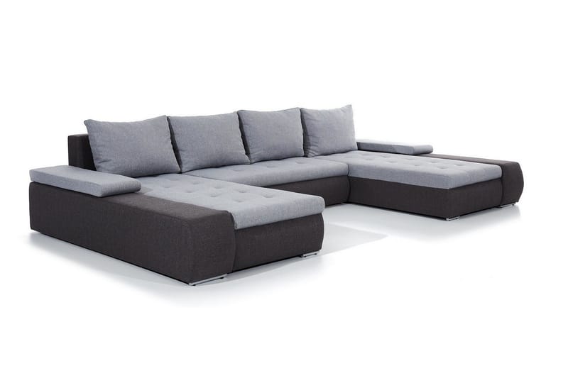 Jurtiga 4-sits U-formad Bäddsoffa 122x297 cm med Förvaring i Tyg - Grå - Möbler - Soffa - Bäddsoffa - U bäddsoffa