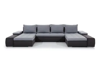 Jurtiga 4-sits U-formad Bäddsoffa 122x297 cm med Förvaring i Tyg - Grå - Möbler - Soffa - Bäddsoffa - U bäddsoffa