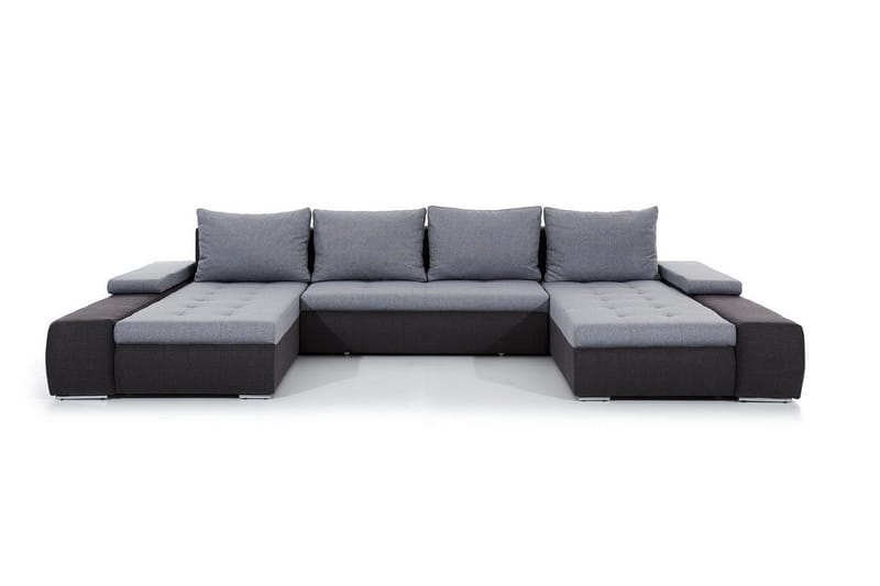 Jurtiga 4-sits U-formad Bäddsoffa 122x297 cm med Förvaring i Tyg, Grå