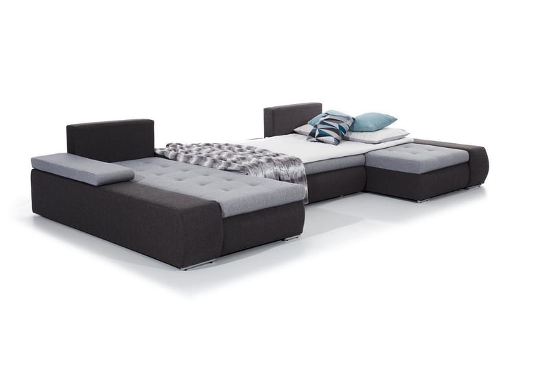 Jurtiga 4-sits U-formad Bäddsoffa 122x297 cm med Förvaring i Tyg - Grå - Möbler - Soffa - Bäddsoffa - U bäddsoffa