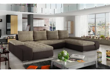 Jurtiga Bäddsoffa med Dubbeldivan - Beige/Brun - Möbler - Soffa - Bäddsoffa - U bäddsoffa