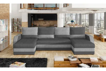 Jurtiga Bäddsoffa med Dubbeldivan - Grå - Möbler - Soffa - Bäddsoffa - U bäddsoffa