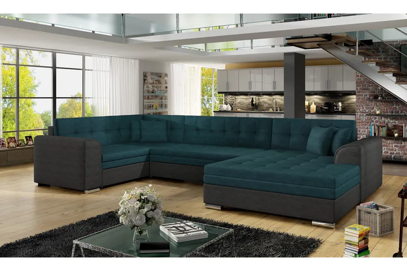 Rineta Bäddsoffa med Dubbeldivan, Grön/Grå