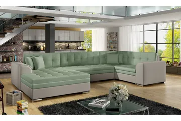 Rineta Bäddsoffa med Dubbeldivan - Grön/Grå - Möbler - Soffa - Bäddsoffa - U bäddsoffa