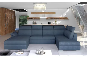 Zoana Bäddsoffa med Dubbeldivan - Blå - Möbler - Soffa - Bäddsoffa - U bäddsoffa