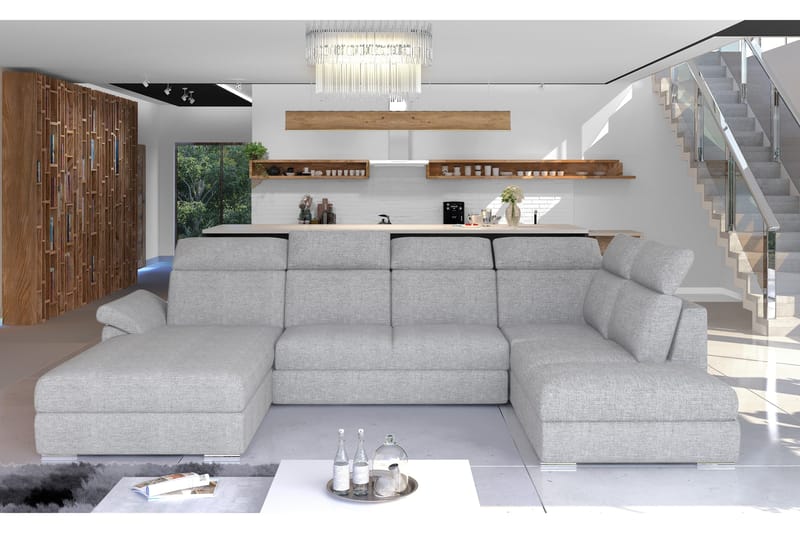 Zoana Bäddsoffa med Dubbeldivan - Grå - Möbler - Soffa - Bäddsoffa - U bäddsoffa