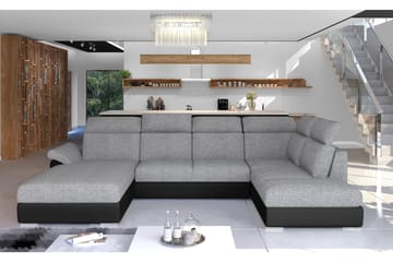 Zoana Bäddsoffa med Dubbeldivan - Grå/Svart - Möbler - Soffa - Bäddsoffa - U bäddsoffa