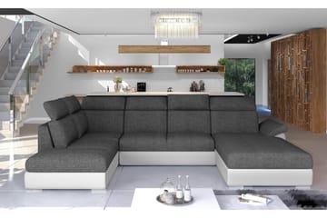 Zoana Bäddsoffa med Dubbeldivan - Grå/Vit - Möbler - Soffa - Bäddsoffa - U bäddsoffa