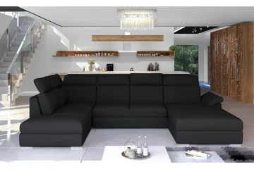 Zoana Bäddsoffa med Dubbeldivan - Svart - Möbler - Soffa - Bäddsoffa - U bäddsoffa