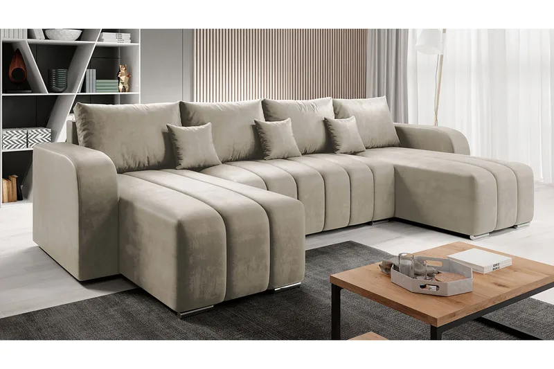 Zulueta 8-sits Bäddsoffa Vänster - Beige - Möbler - Soffa - Bäddsoffa - U bäddsoffa