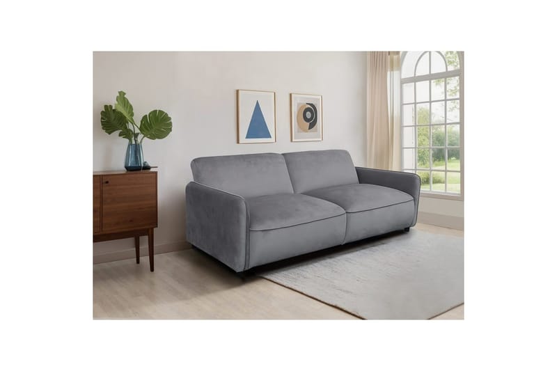 Bäddsoffa utan divan & schäslong Loft24 Bäddsoffa Loft24 Alicia Grey Velvet - Möbler - Soffa - Bäddsoffa - 3 sits bäddsoffa