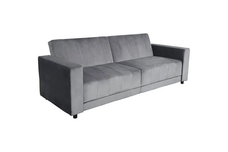 Bäddsoffa utan divan & schäslong Loft24 Bäddsoffa Loft24 Allie II Grey Velvet - Möbler - Soffa - Bäddsoffa - 3 sits bäddsoffa