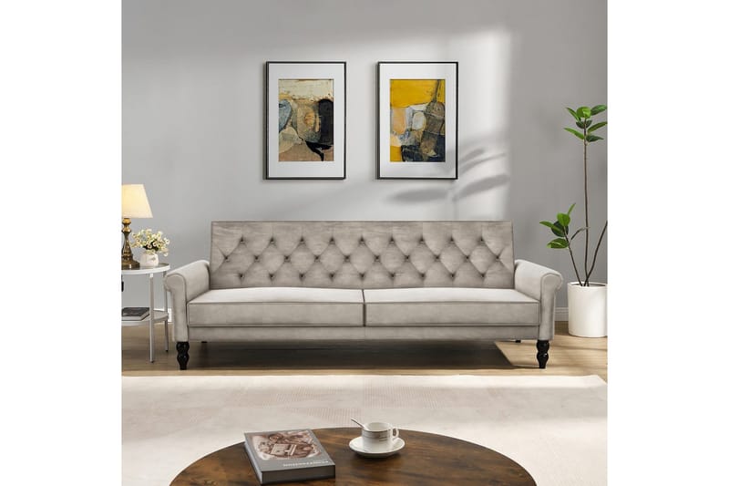 Bäddsoffa utan divan & schäslong Loft24 Tyne Bäddsoffa 3-sits Beige - Möbler - Soffa - Bäddsoffa - 3 sits bäddsoffa