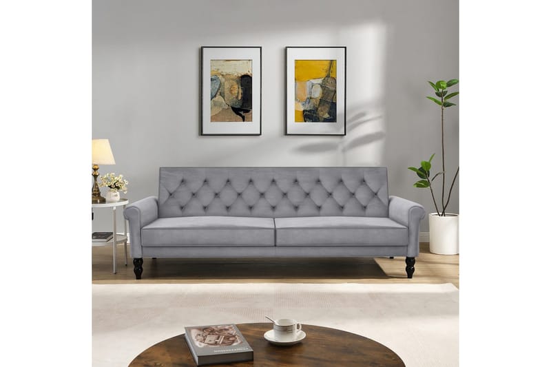 Bäddsoffa utan divan & schäslong Loft24 Tyne Bäddsoffa 3-sits Grå - Möbler - Soffa - Bäddsoffa - 3 sits bäddsoffa