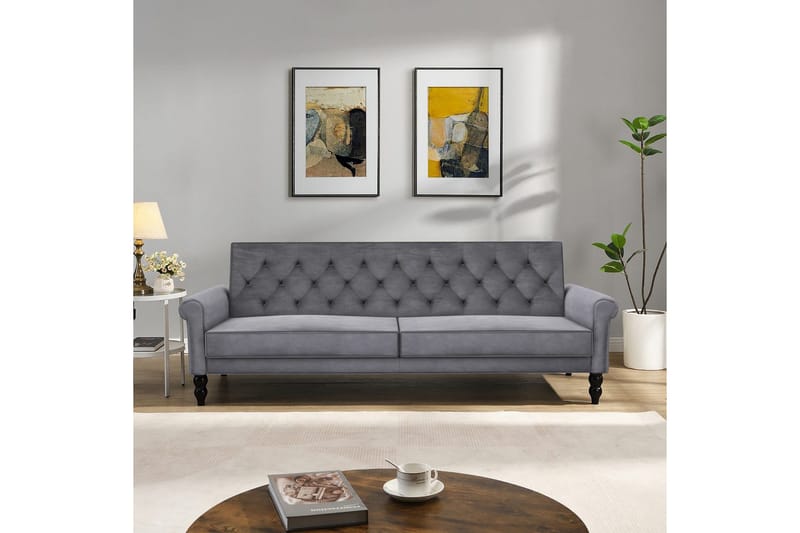 Bäddsoffa utan divan & schäslong Loft24 Tyne Bäddsoffa 3-sits Mörkgrå - Möbler - Soffa - Bäddsoffa - 3 sits bäddsoffa