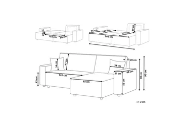 Bäddsoffa Vänstervänd Abacka - Brun, Svart - Möbler - Soffa - Bäddsoffa - Bäddsoffa längsbäddad