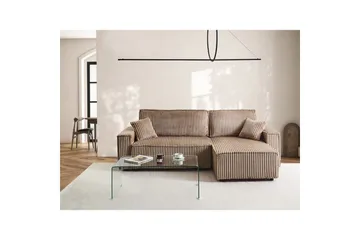 Bäddsoffa Vänstervänd Abacka - Brun, Svart - Möbler - Soffa - Bäddsoffa - Bäddsoffa längsbäddad