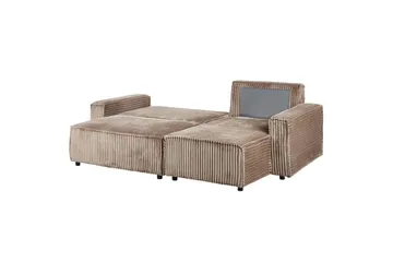 Bäddsoffa Vänstervänd Abacka - Brun, Svart - Möbler - Soffa - Bäddsoffa - Bäddsoffa längsbäddad