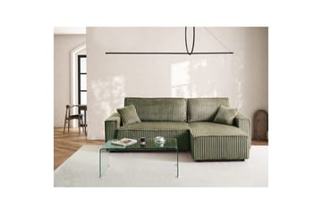 Bäddsoffa Vänstervänd Abacka - Grön, Svart - Möbler - Soffa - Bäddsoffa - Bäddsoffa längsbäddad