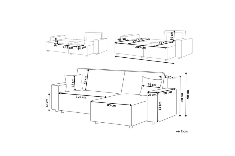 Bäddsoffa Vänstervänd Abacka - Grön, Svart - Möbler - Soffa - Bäddsoffa - Bäddsoffa längsbäddad