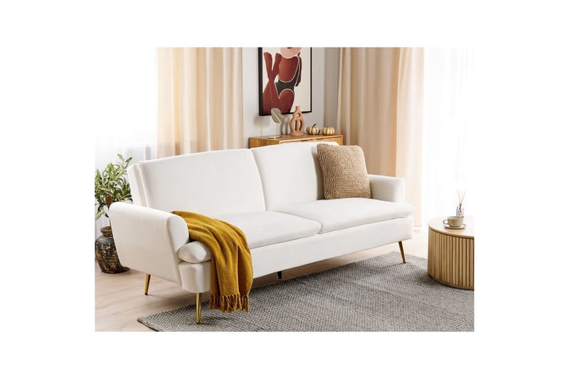 Bäddsoffa Vettre - Vitt, guld - Möbler - Soffa - Bäddsoffa - 3 sits bäddsoffa