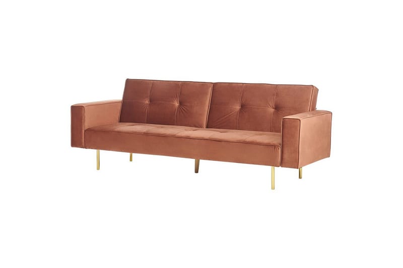 Bäddsoffa Visnes Brun, Guld - Brun, Guld - Möbler - Soffa - Bäddsoffa - 3 sits bäddsoffa