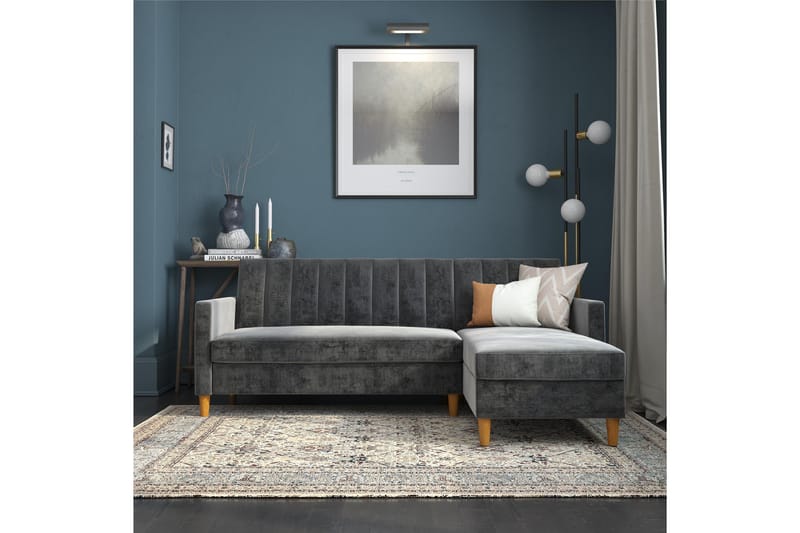 Bäddsoffa Wheatride - Mörkgrå - Möbler - Soffa - Bäddsoffa - Bäddsoffa längsbäddad