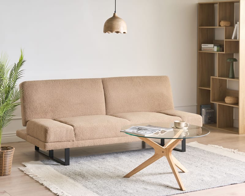 Bäddsoffa York Bouclé - Sandbeige - Möbler - Soffa - Bäddsoffa - 2 sits bäddsoffa