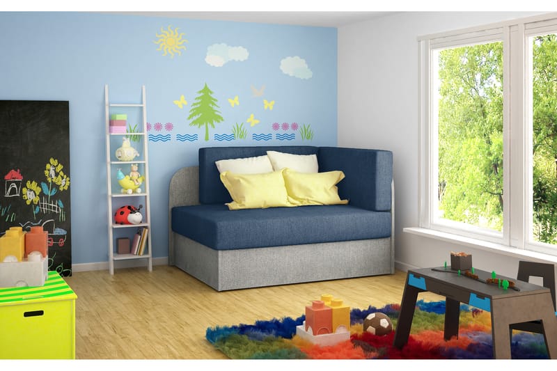 Bäddsoffa Pons - Blå|Grå - Möbler - Soffa - Bäddsoffa - Bäddsoffa längsbäddad