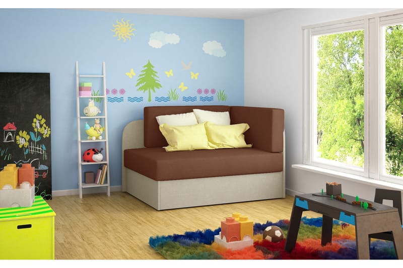 Bäddsoffa Pons - Brun|Beige - Möbler - Soffa - Bäddsoffa - Bäddsoffa längsbäddad