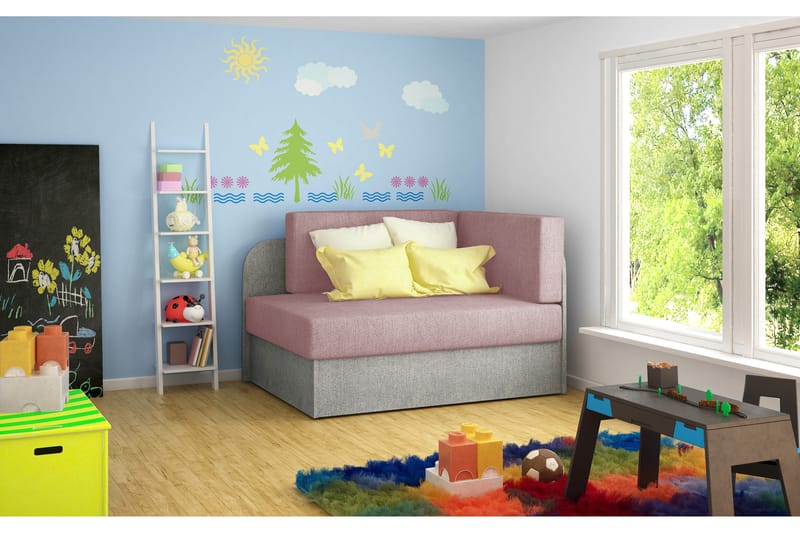 Bäddsoffa Pons - Rosa|Grå - Möbler - Soffa - Bäddsoffa - Bäddsoffa längsbäddad