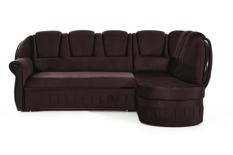 Bädsoffa med Schäslong Amillano Höger - Brun - Möbler - Soffa - Bäddsoffa - Bäddsoffa längsbäddad