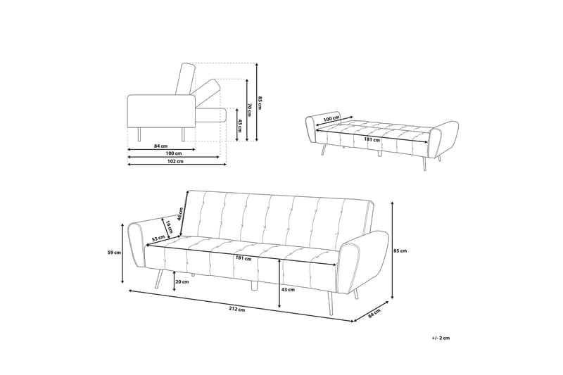Bädsoffa Selnes 212 cm - Grön - Möbler - Soffa - Bäddsoffa - Bäddsoffa längsbäddad