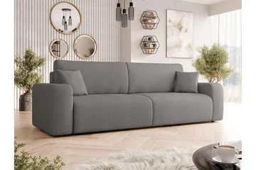 Barile Bäddsoffa 3-sits i Plysch - Grå - Möbler - Soffa - Bäddsoffa - 3 sits bäddsoffa