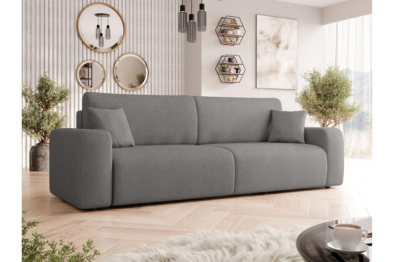 Barile Bäddsoffa 3-sits i Plysch - Grå - Möbler - Soffa - Bäddsoffa - 3 sits bäddsoffa