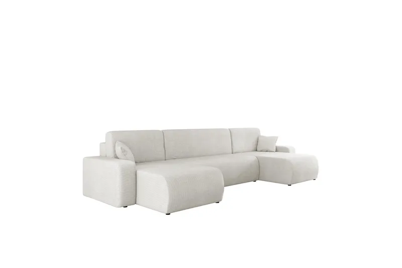 Barile Bäddsoffa Dubbeldivan 4-sits i Plysch, Vit