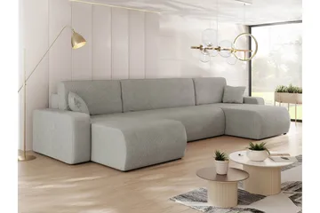 Barile Bäddsoffa Dubbeldivan 4-sits i Plysch - Grå - Möbler - Soffa - Bäddsoffa - U bäddsoffa
