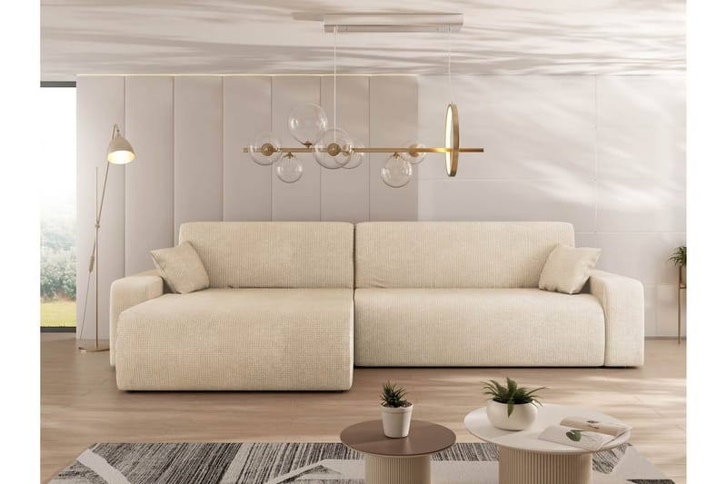 Barile Bäddsoffa med Divan 3-sits i Plysch - Beige - Möbler - Soffa - Bäddsoffa - Bäddsoffa divan