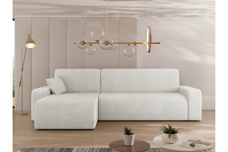 Barile Bäddsoffa med Divan 3-sits i Plysch - Vit - Möbler - Soffa - Bäddsoffa - Bäddsoffa divan