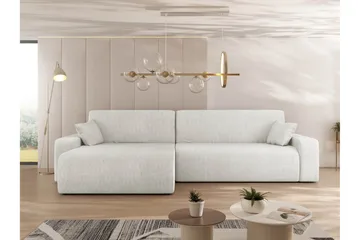 Barile Bäddsoffa med Divan 3-sits i Plysch - Vit - Möbler - Soffa - Bäddsoffa - Bäddsoffa divan