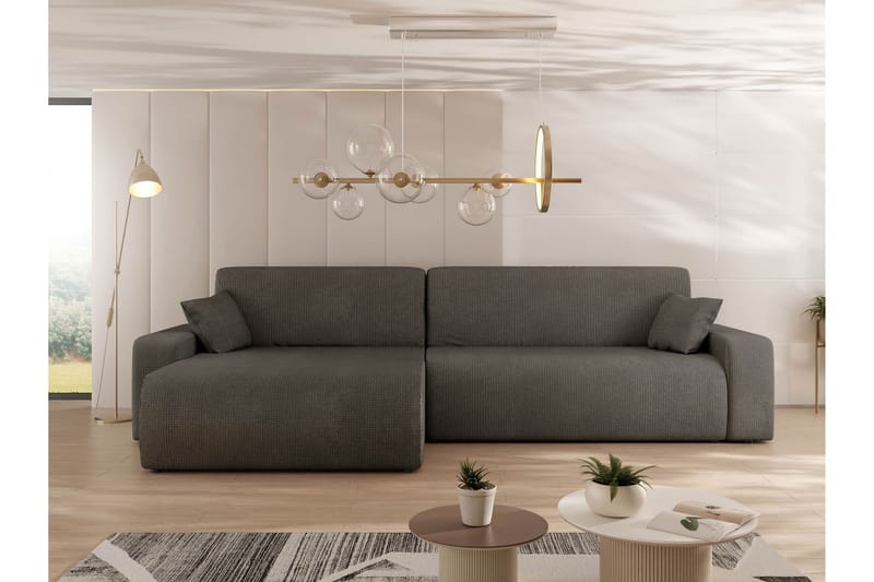 Barile Bäddsoffa med Divan 3-sits i Plysch - Grå - Möbler - Soffa - Bäddsoffa - Bäddsoffa divan