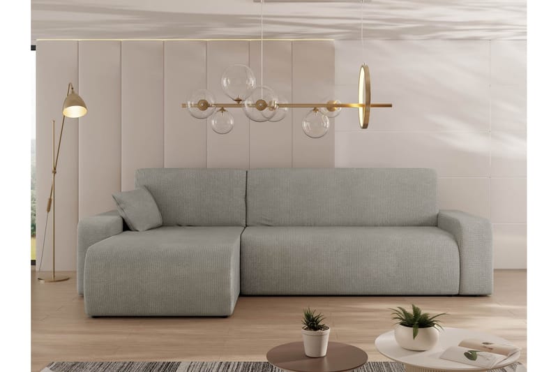 Barile Bäddsoffa med Divan 3-sits i Plysch - Grå - Möbler - Soffa - Bäddsoffa - Bäddsoffa divan