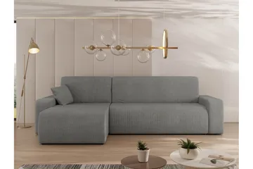 Barile Bäddsoffa med Divan 3-sits i Plysch - Grå - Möbler - Soffa - Bäddsoffa - Bäddsoffa divan