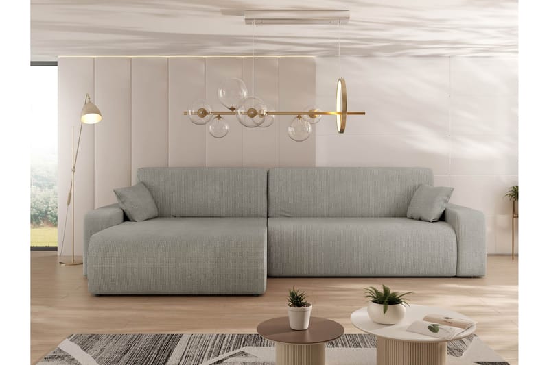 Barile Bäddsoffa med Divan 3-sits i Plysch - Grå - Möbler - Soffa - Bäddsoffa - Bäddsoffa divan