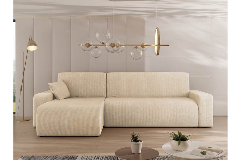 Barile Bäddsoffa med Divan 3-sits i Plysch - Beige - Möbler - Soffa - Bäddsoffa - Bäddsoffa divan