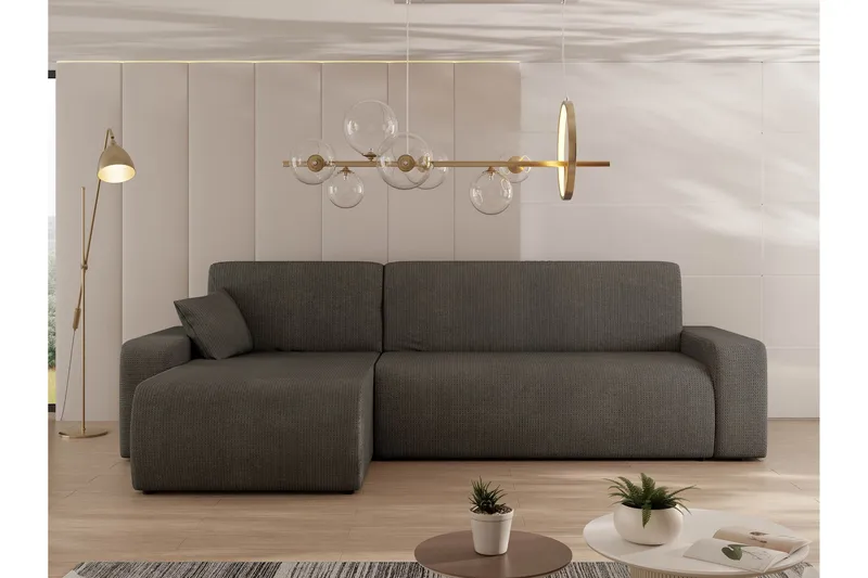 Barile Bäddsoffa med Divan 3-sits i Plysch - Grå - Möbler - Soffa - Bäddsoffa - Bäddsoffa divan