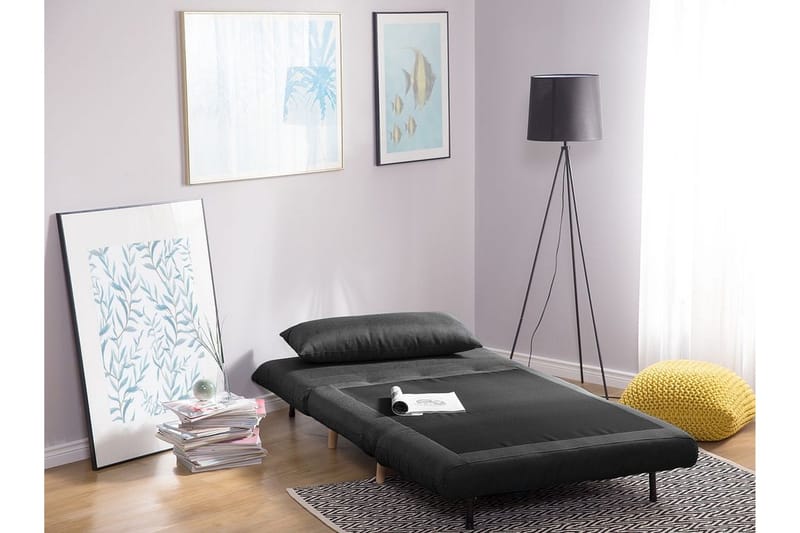 Bascas 1-sits Rektangulär Bäddbar Fällbar Bäddsoffa i Tyg - Grå - Möbler - Soffa - Bäddsoffa - Framåtbäddad bäddsoffa